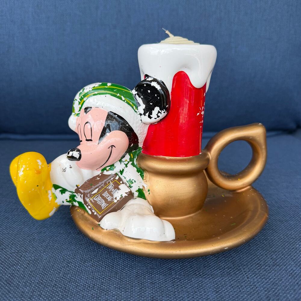 Vintage Mickey Mouse Candle Holder Teleflora Christmas Tea Light Ceramic? Resin?